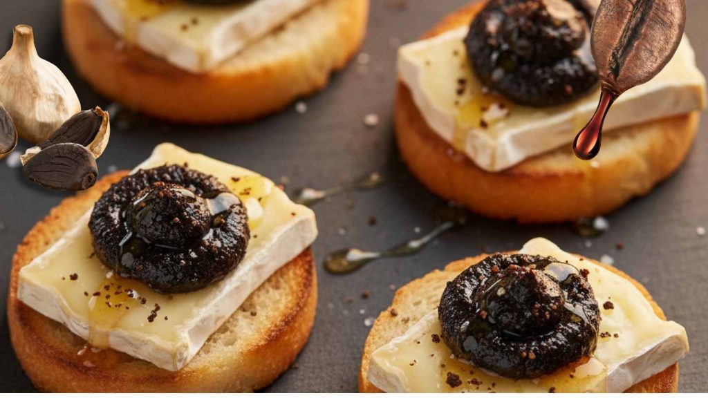 Tartines Chevre-café-ail noir